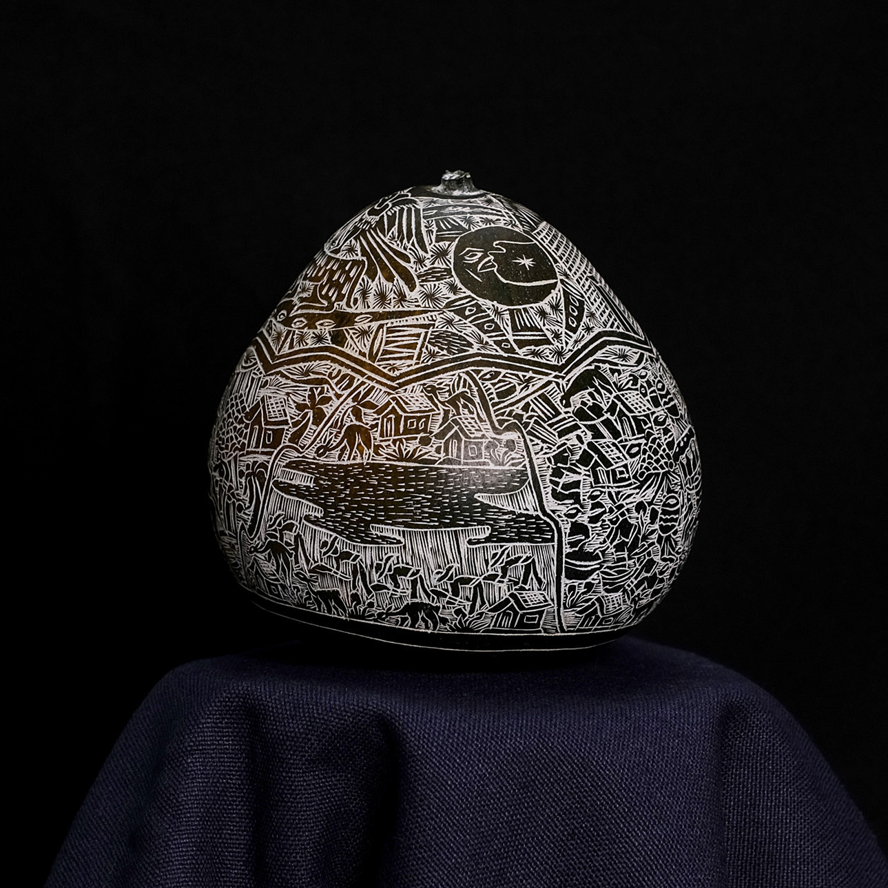 萬卡約葫蘆雕刻｜印加日月 04｜秘魯