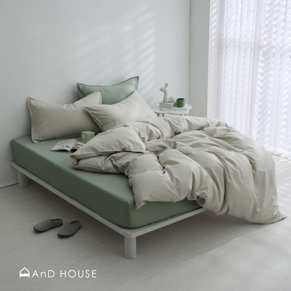 300織精梳純棉｜100%純棉｜雙色配｜淡奶油ｘ檸草綠