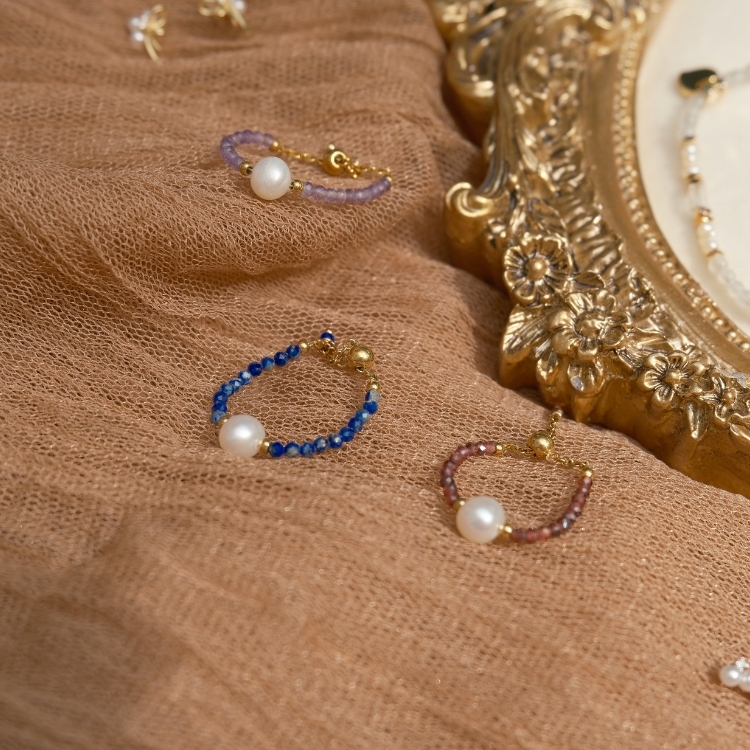 珍珠泡泡系列❤️紅醺泡泡 天然珍珠 石榴石鍊戒 戒指