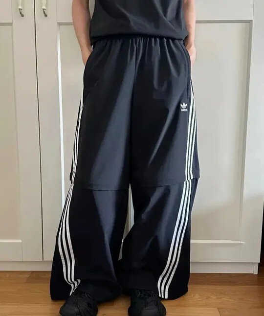 KTQ STORE ‧  Adidas adilenium  OVERSIZED 兩穿 寬鬆 闊腿 復古長褲 灰KA2761 黑KA2760