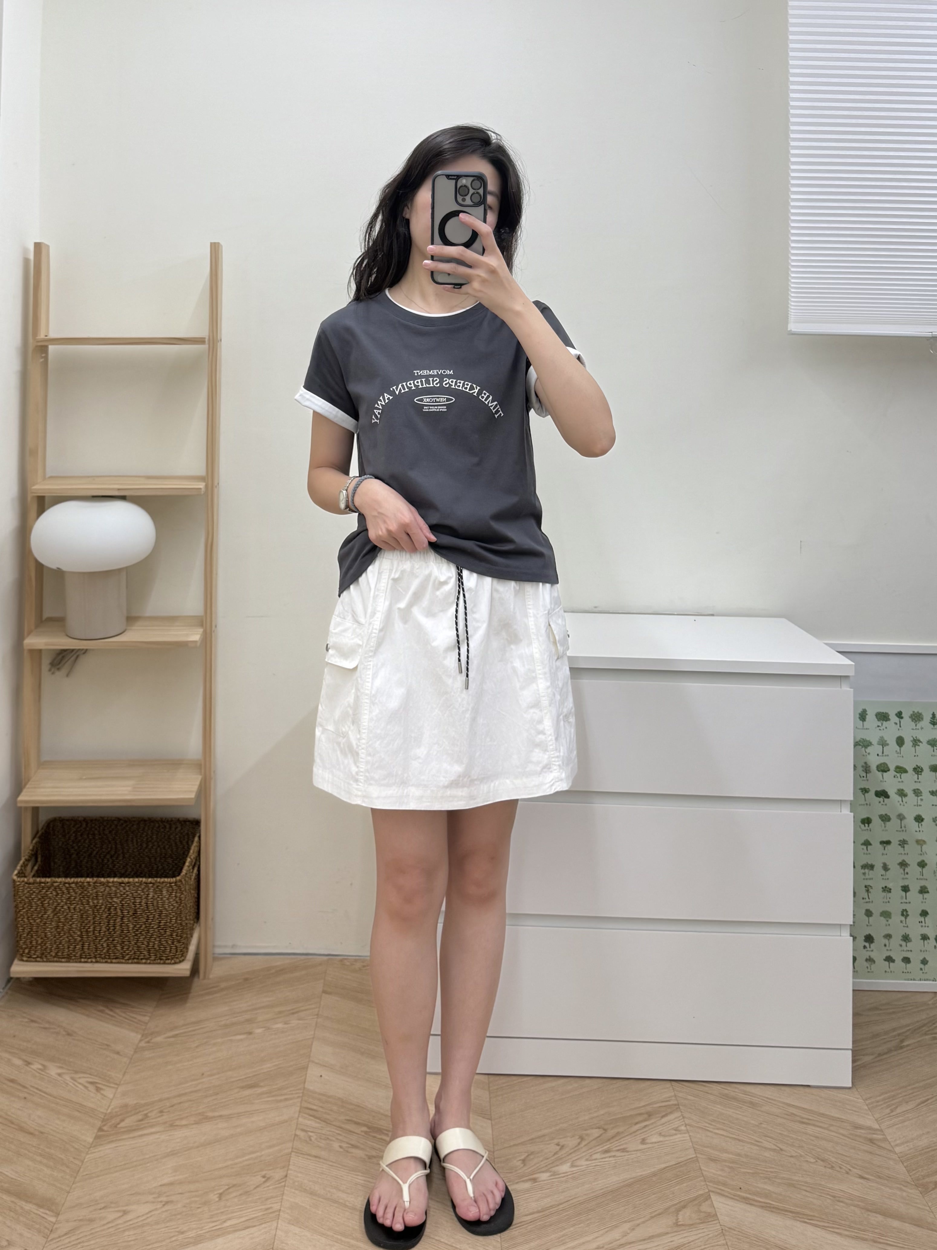 百搭抽繩工裝裙