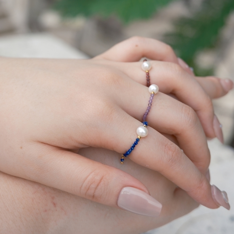 珍珠泡泡系列 迷霧泡泡💜天然珍珠 紫水晶鍊戒 戒指