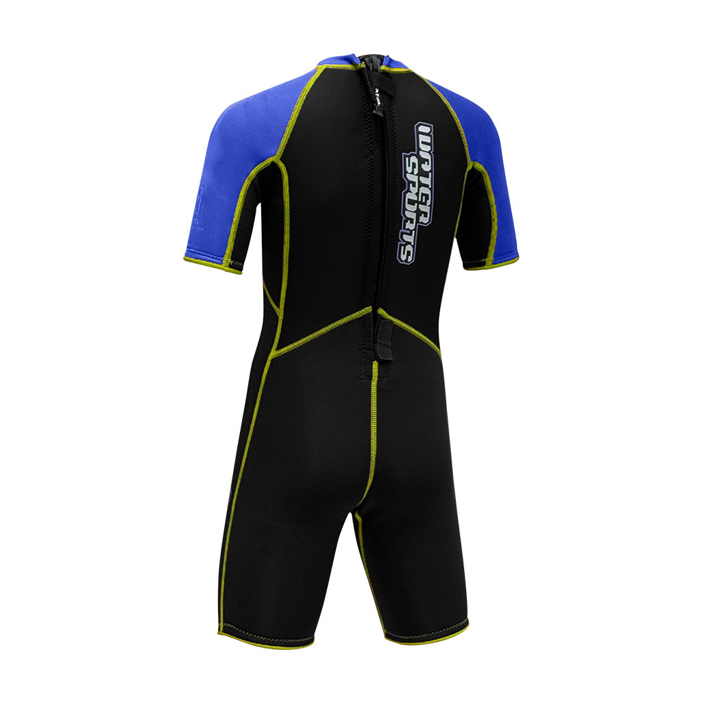 3.5mm 兒童 CR 絨毛內裡游泳連身保暖衣 - 藍/黃