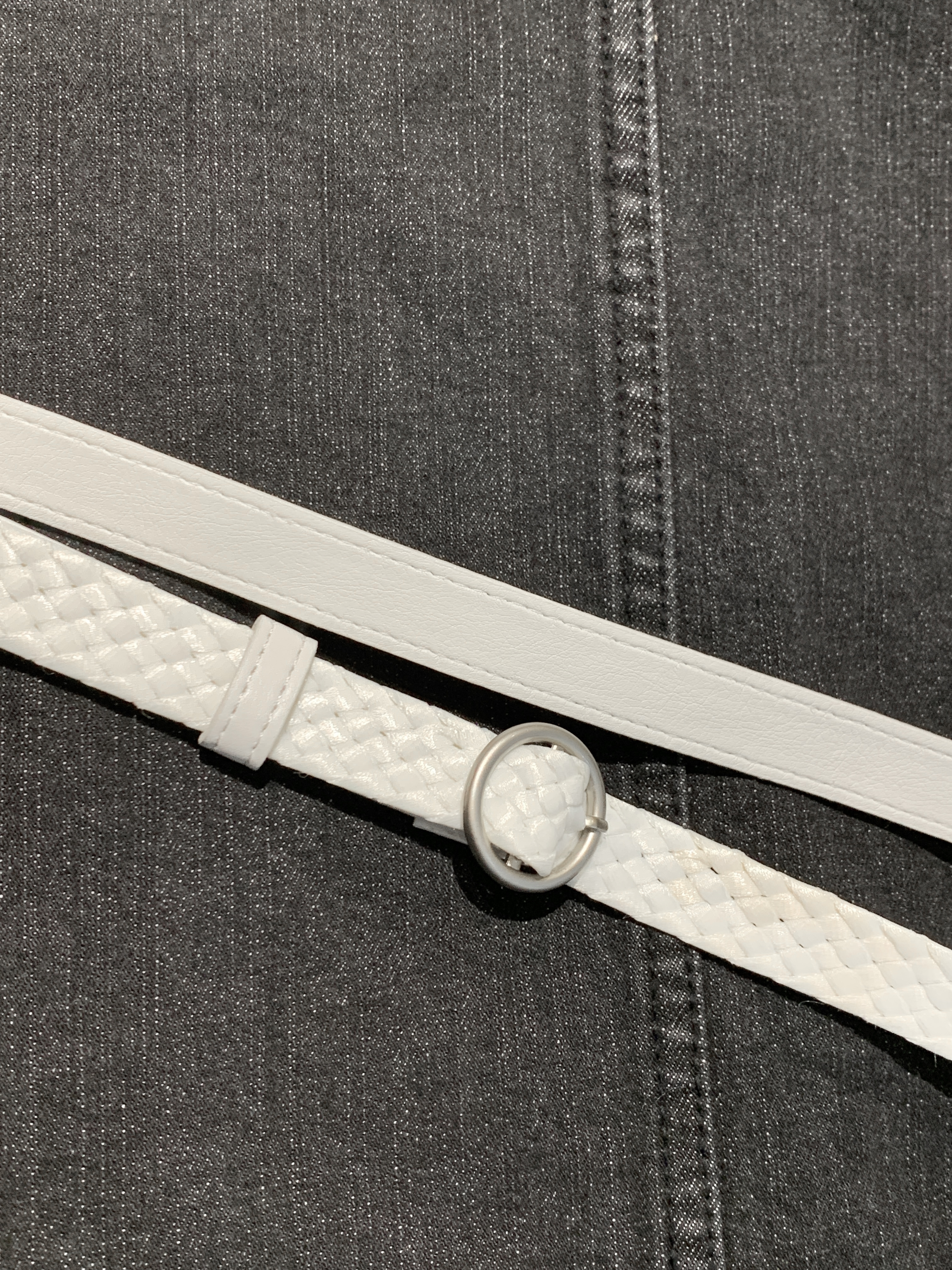 抓褶寬褲-單皮帶