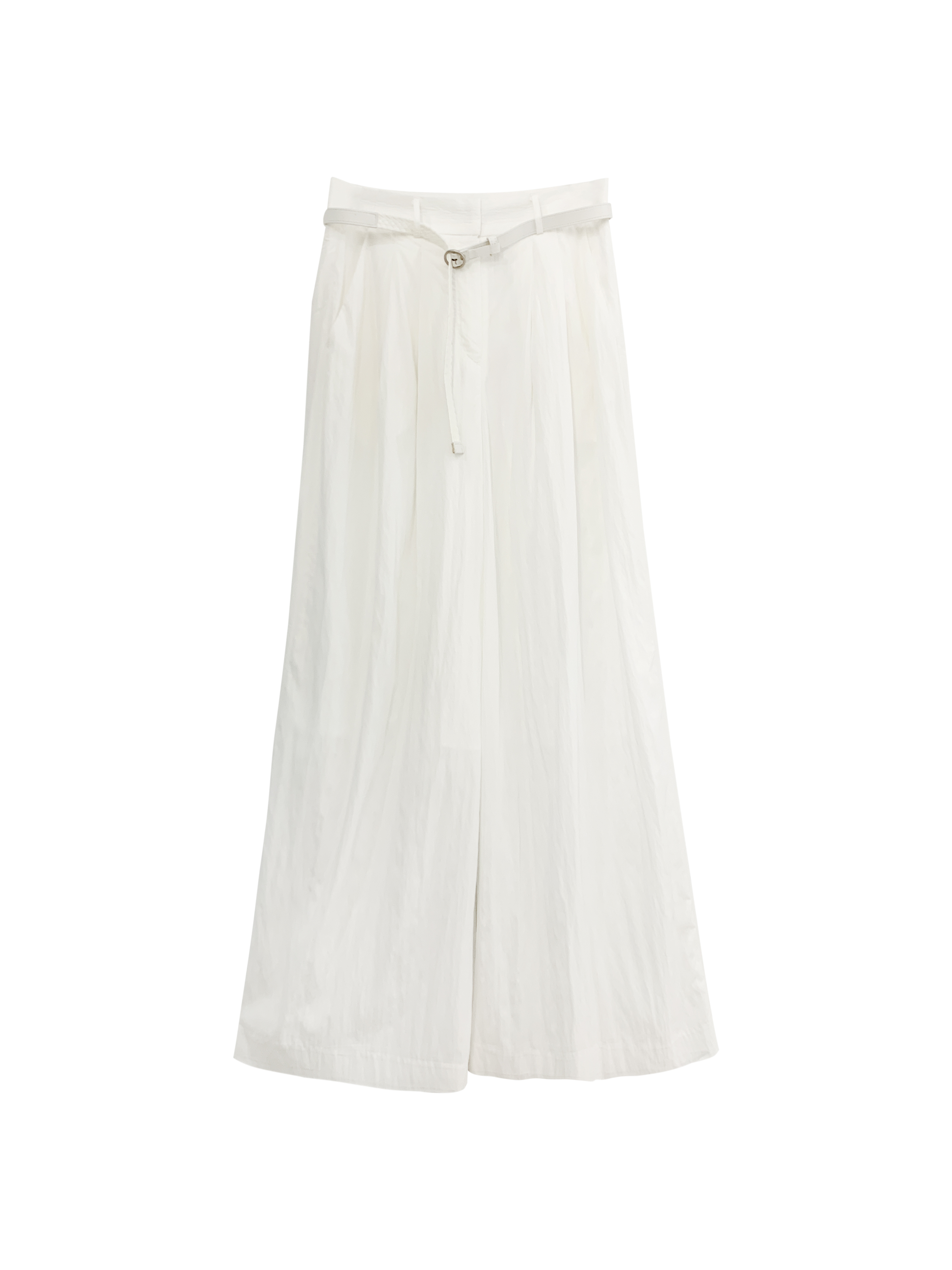 抓褶寬褲-單皮帶