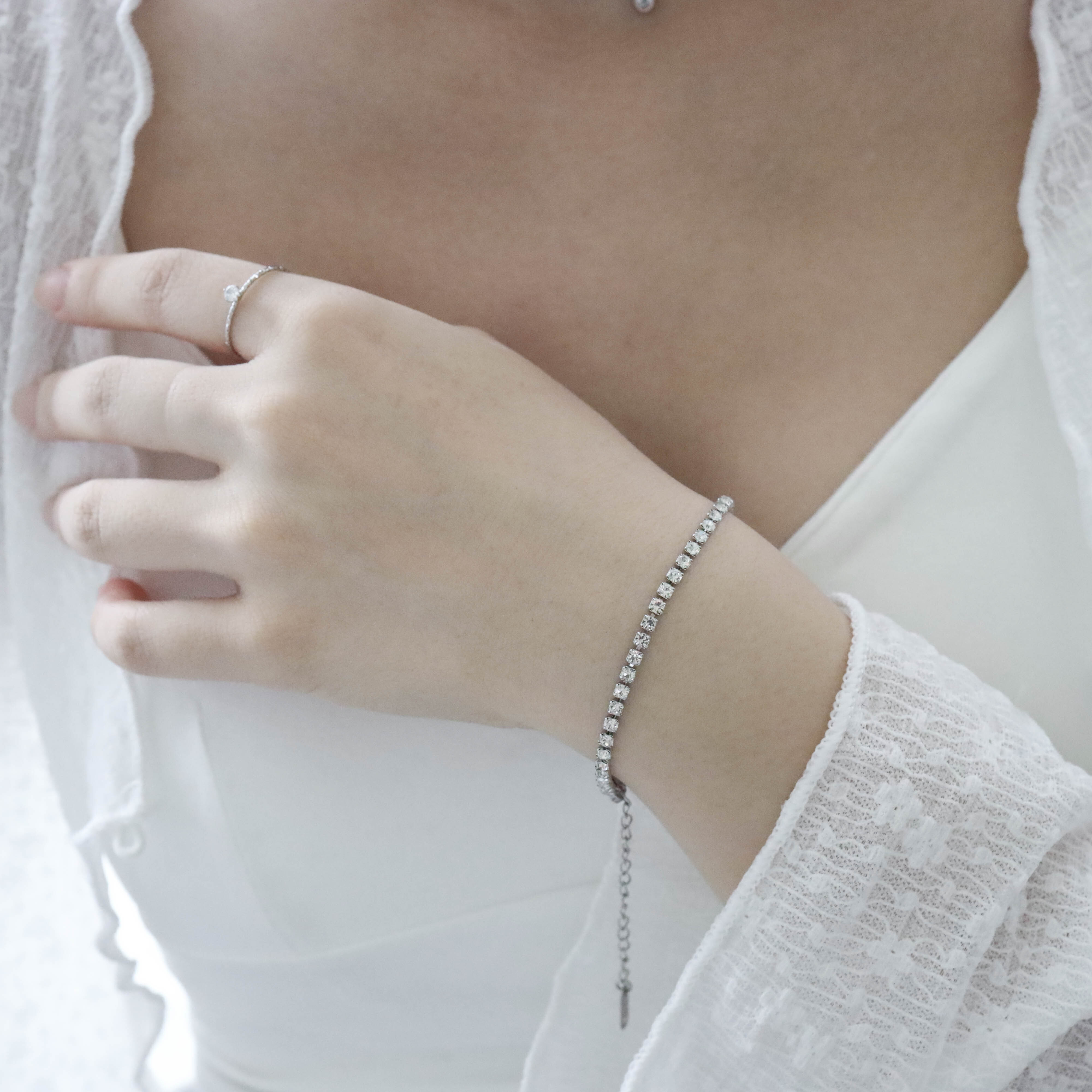 不怕水方鑽串手鍊