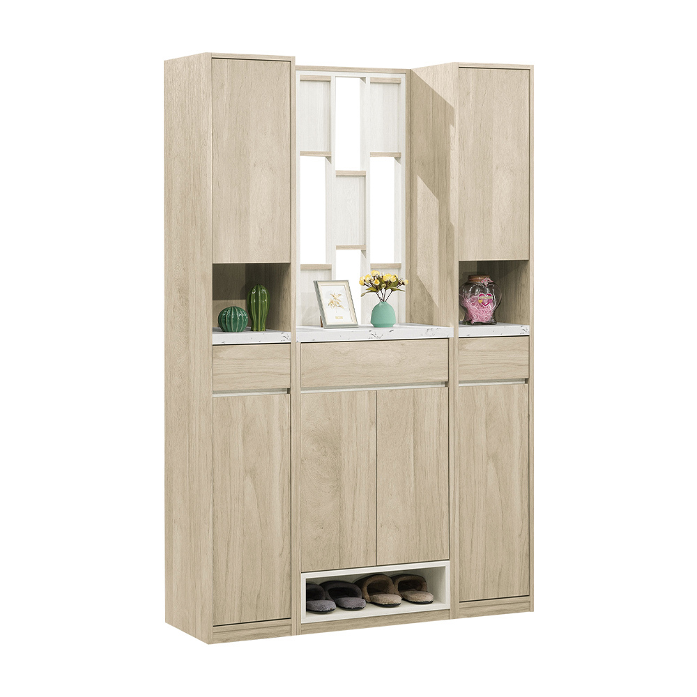 羅菲4.1尺仿石面造型屏風玄關高鞋櫃組合