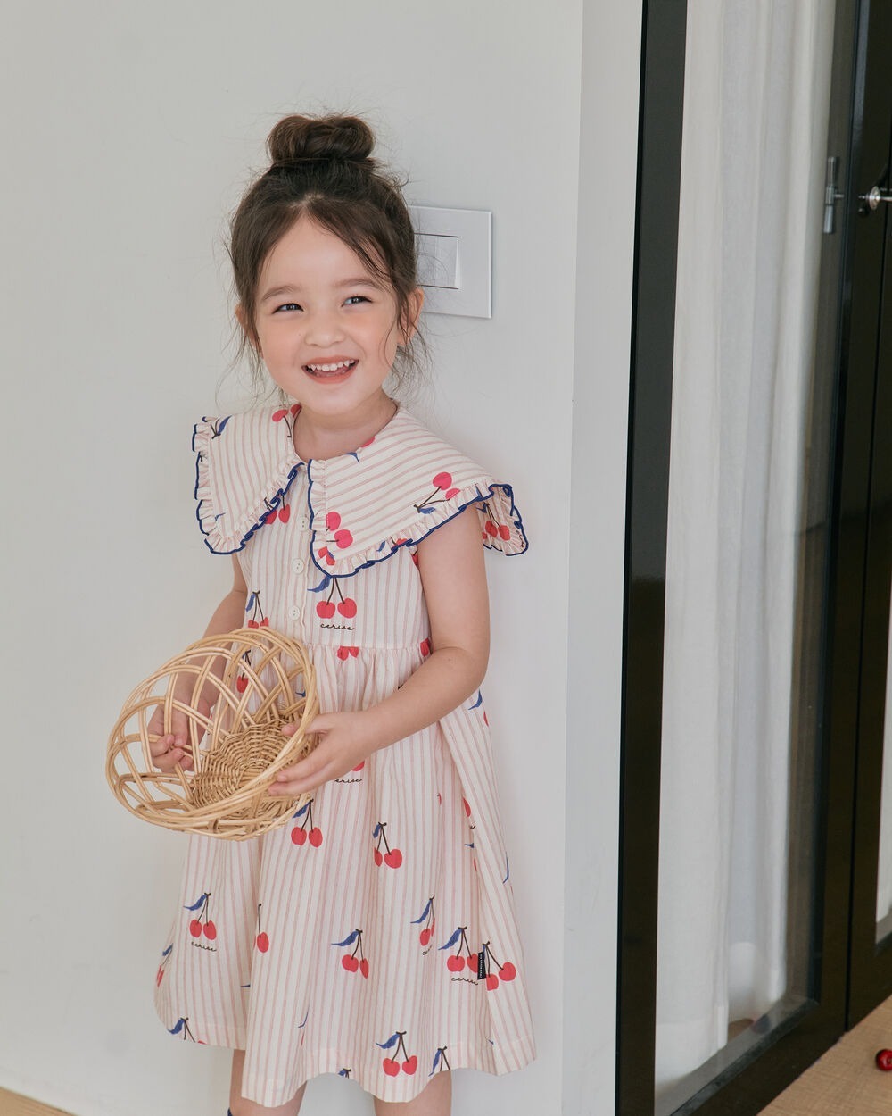 [7月第三週出貨]-櫻桃連身裙｜奶油色