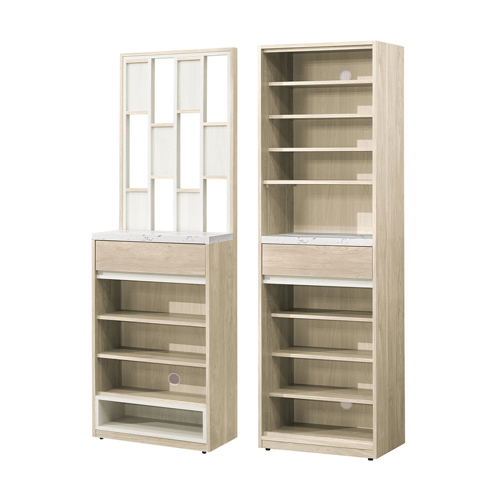 羅菲4尺仿石面造型屏風玄關高鞋櫃組合(二門單抽屏風鞋櫃+四門單抽中開放鞋櫃)