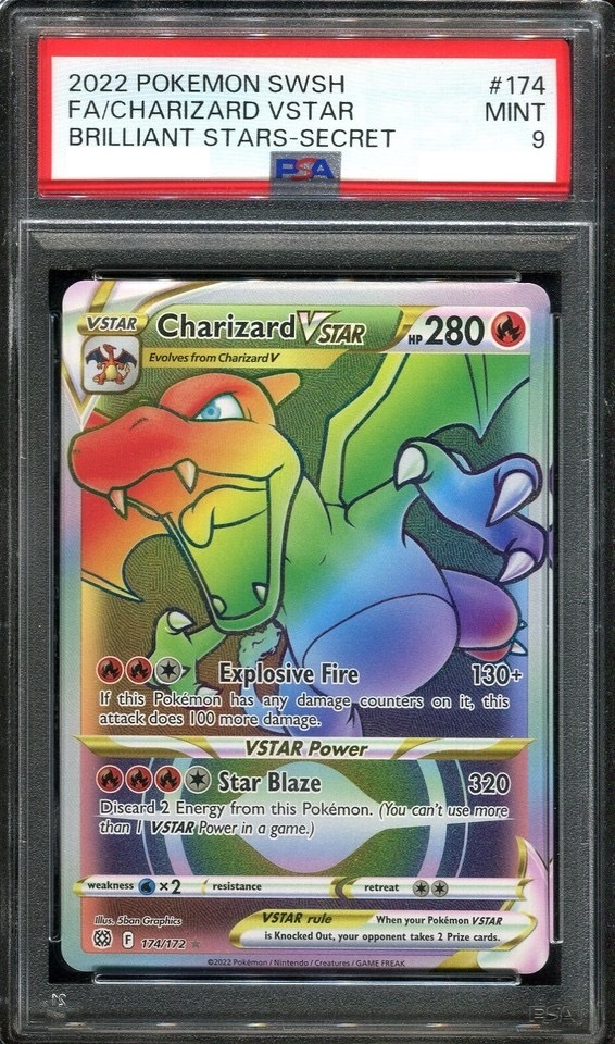 [PSA 9] 2022 Pokemon SWSH Charizard VSTAR SECRET 174/172 Brilliant Stars