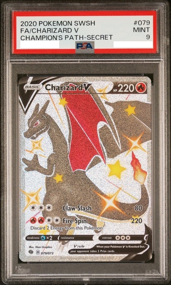 [PSA 9] 2020 Pokemon Charizard V PSA 9 Champion's Path Full Art Shiny 079/073