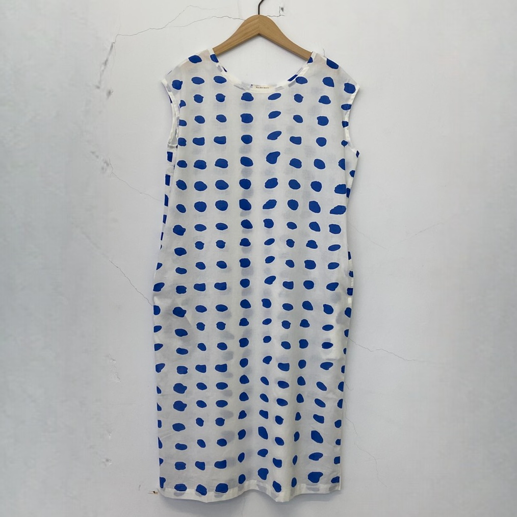 藍點印花棉質洋裝