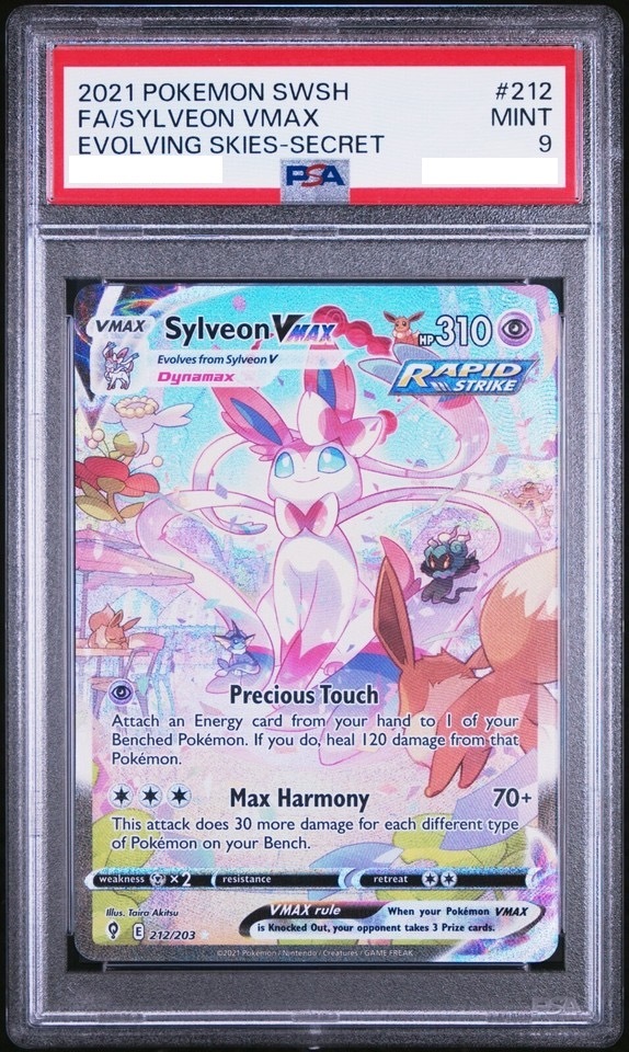 [PSA 9] 2021 Pokemon Sylveon VMAX 212/203 Alt Art Secret Evolving Skies