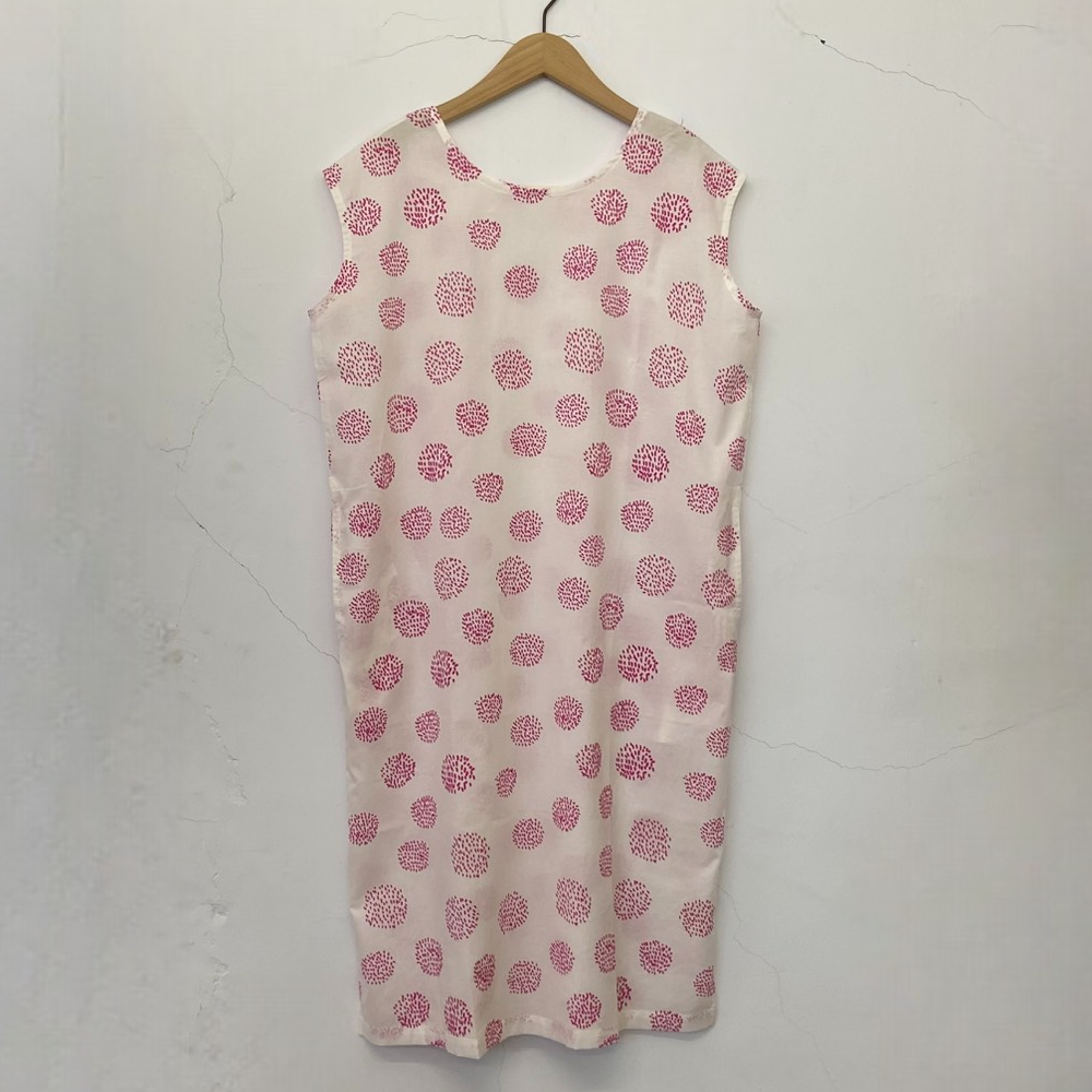 粉紅花團棉質洋裝