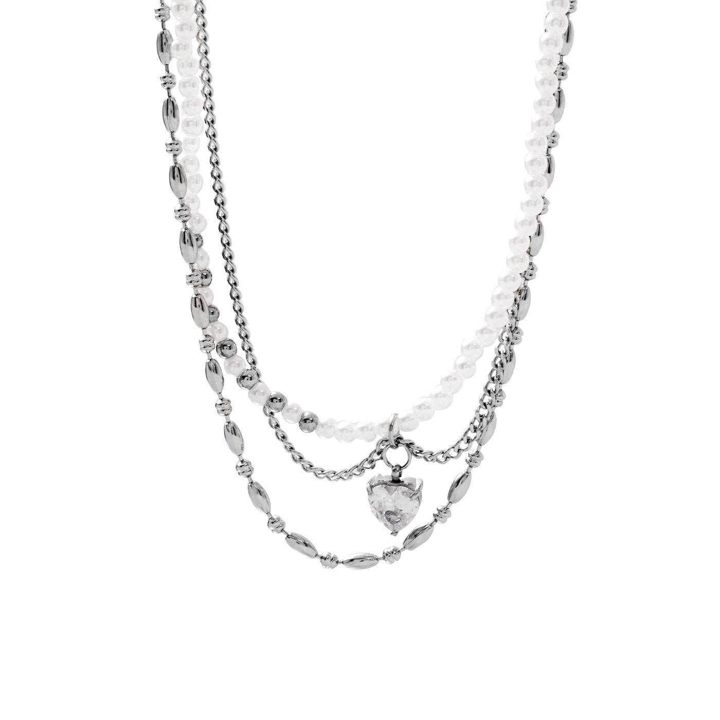 平價飾品,鋼飾,珍珠,愛心,鋯石,項鍊