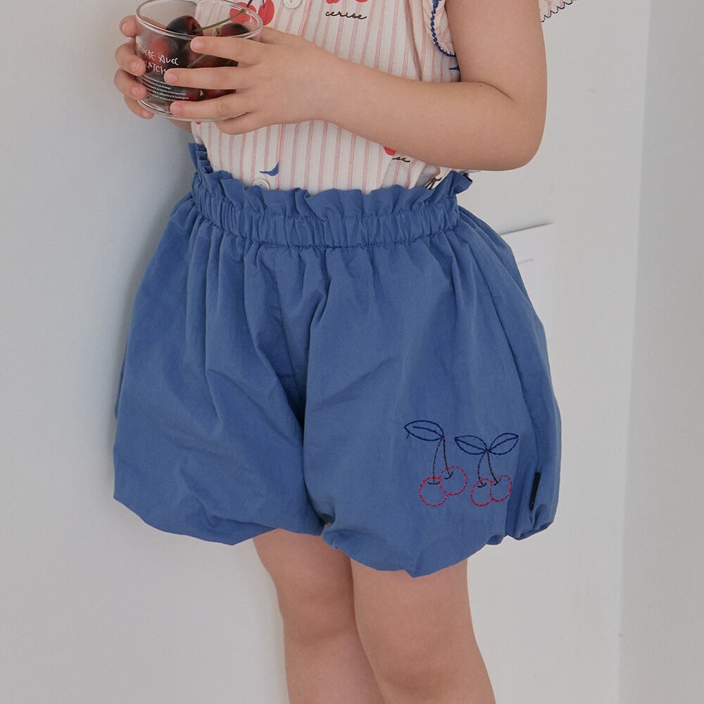 [7月第三週出貨]-櫻桃泡泡短褲｜藍色