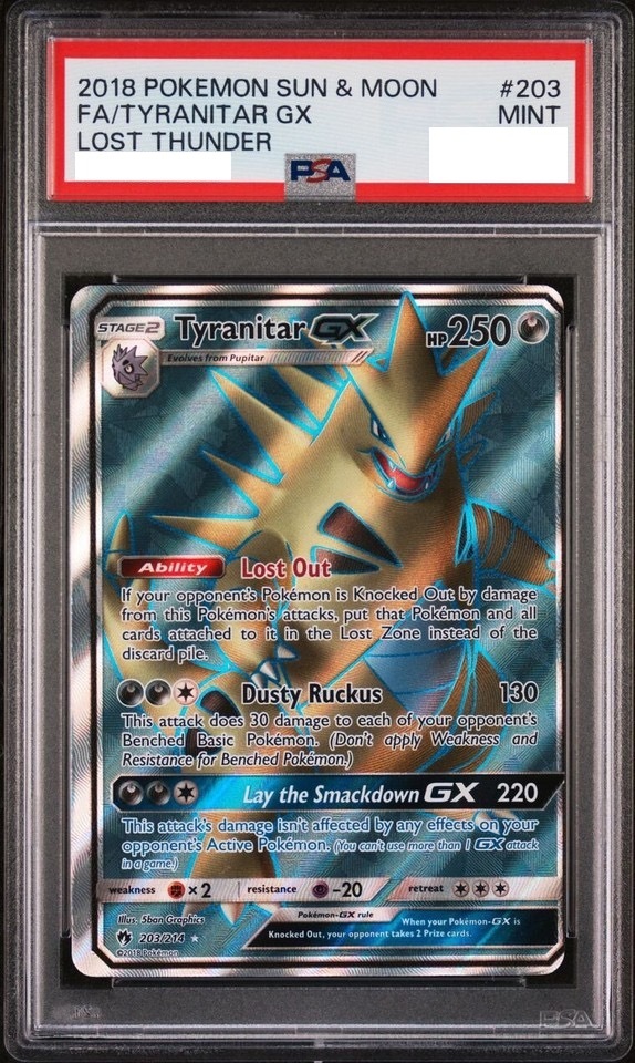 [PSA 9] 2018 Pokemon Tyranitar GX 203/214