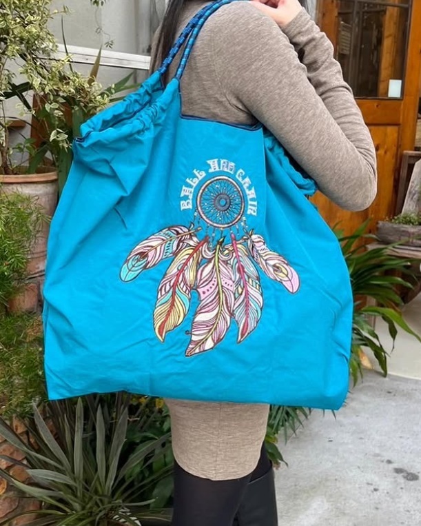 Ball＆Chain 刺繡環保購物袋 L號 - 藍 (30112788)