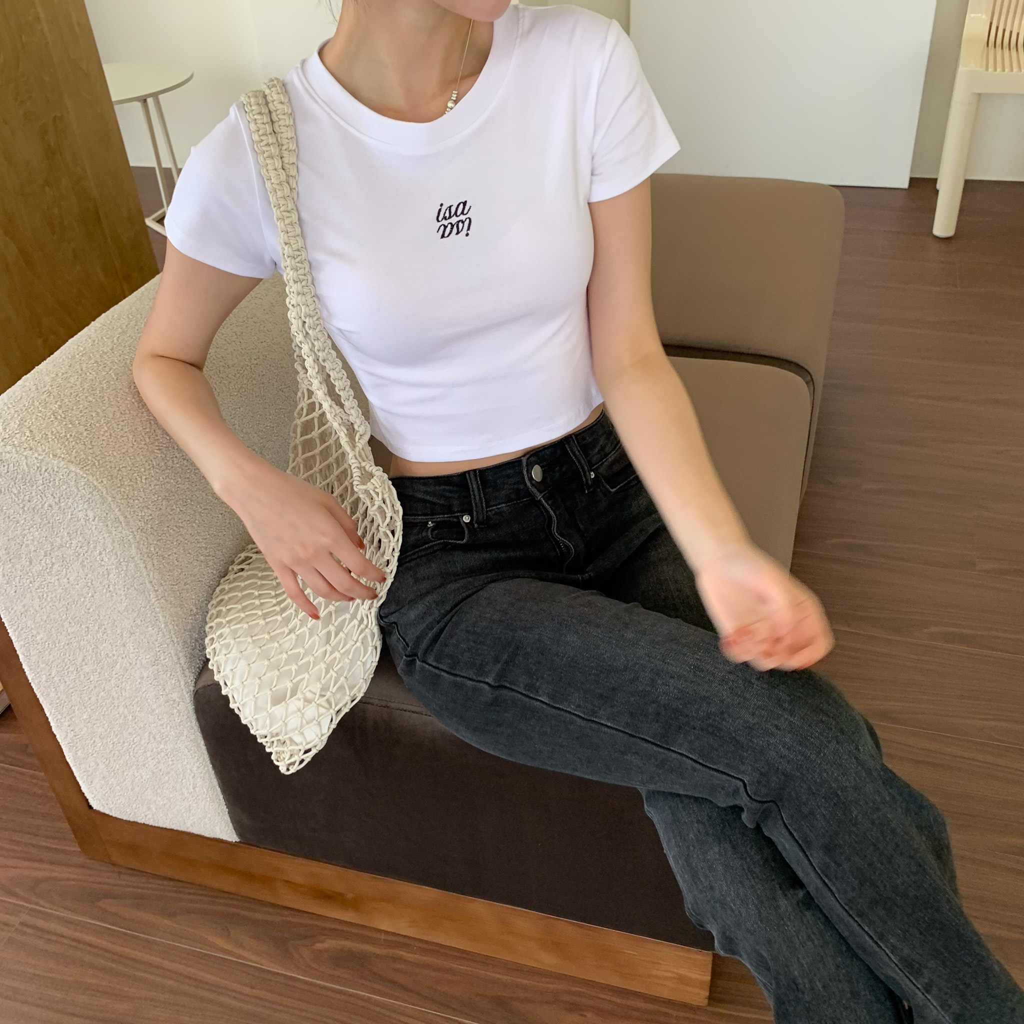 ISA_【ISA MADE】全員自留! logo刺繡QQ軟糖合身短tee_55045