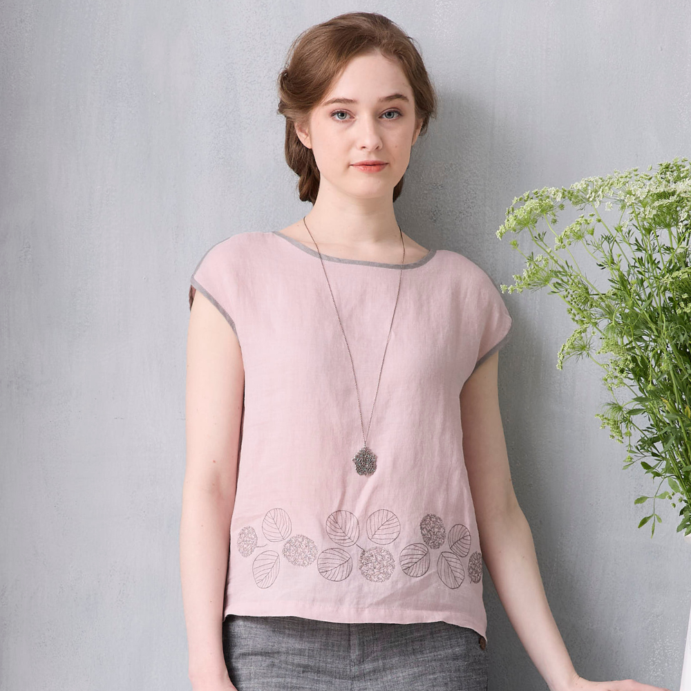 PIPPY優雅花朵精緻刺繡連袖上衣 粉