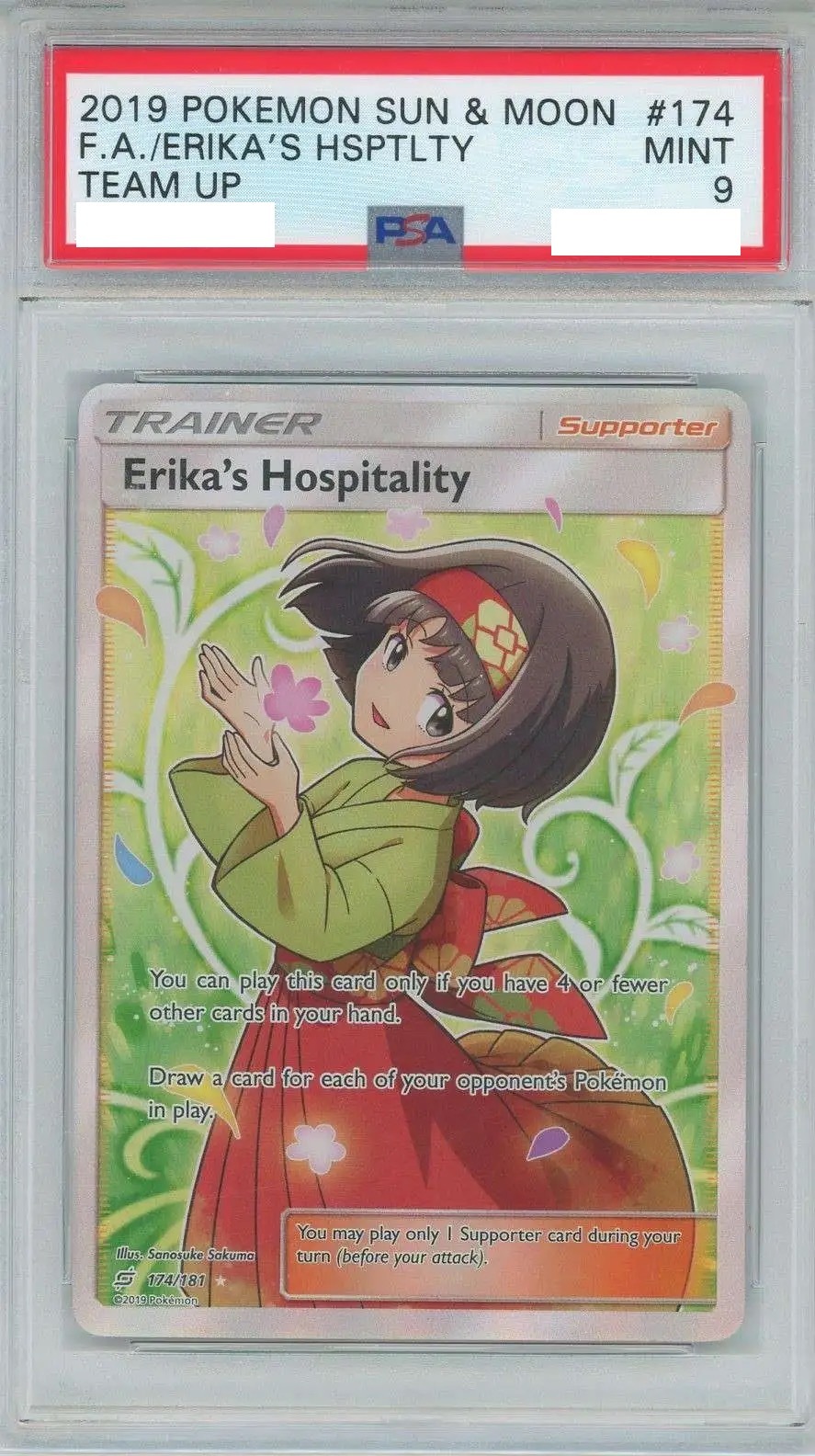 [PSA 9] 2019 Pokemon Erika's Hospitality Full Art
