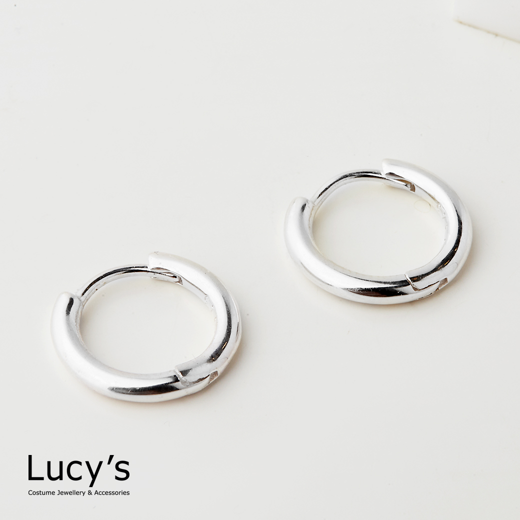 925純銀 簡約素圈 易扣耳環 (94151)