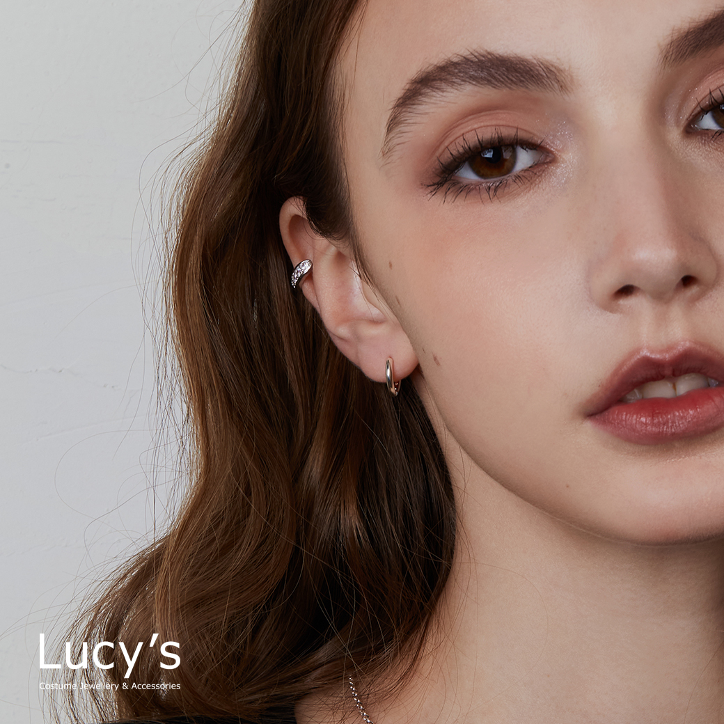 925純銀 簡約素圈 易扣耳環 (94151)