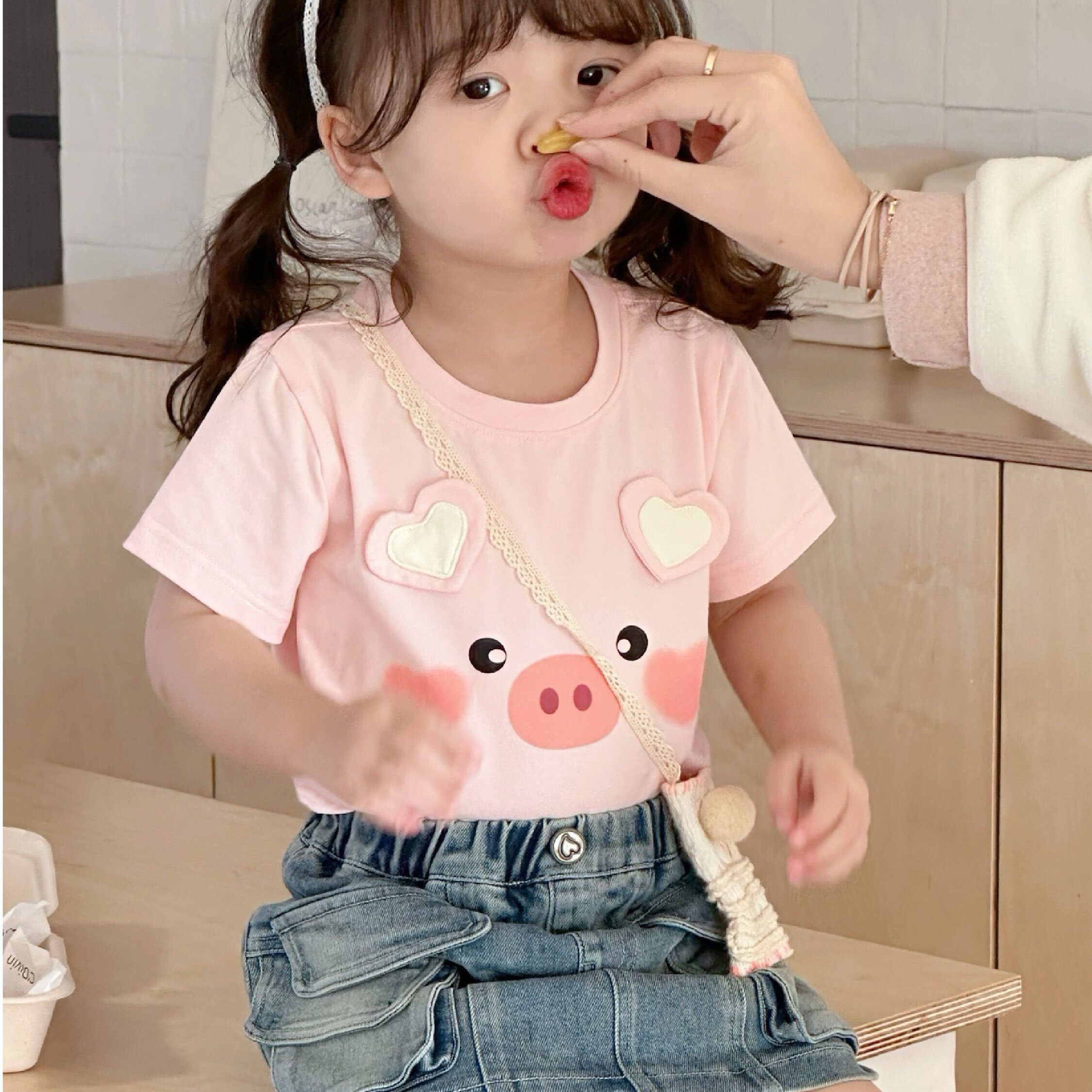 質感愛心鈕釦舒適牛仔褲裙 (H50330)