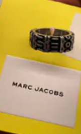[S] MARC JACOBS AGED SILVER MONOGRAM RING, 2P3JRN001J23-045 (SMJ573)