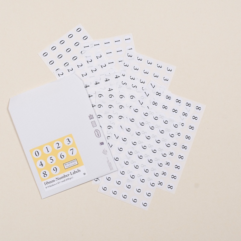 一分之一工作室．1CM 淺格線數字 模造標籤貼紙