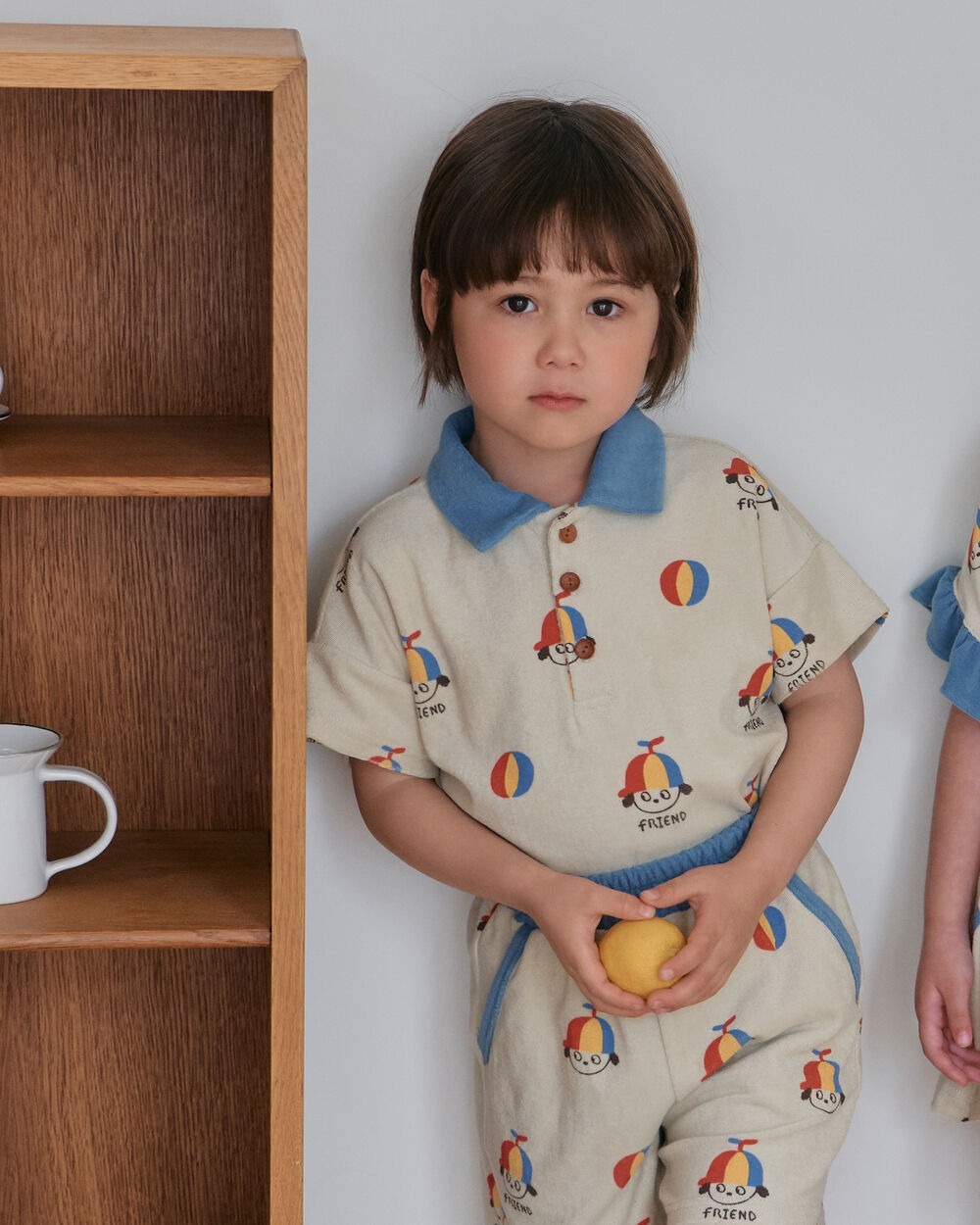 [7月第三週出貨]-朋友毛巾布領片上下套裝｜萊姆綠