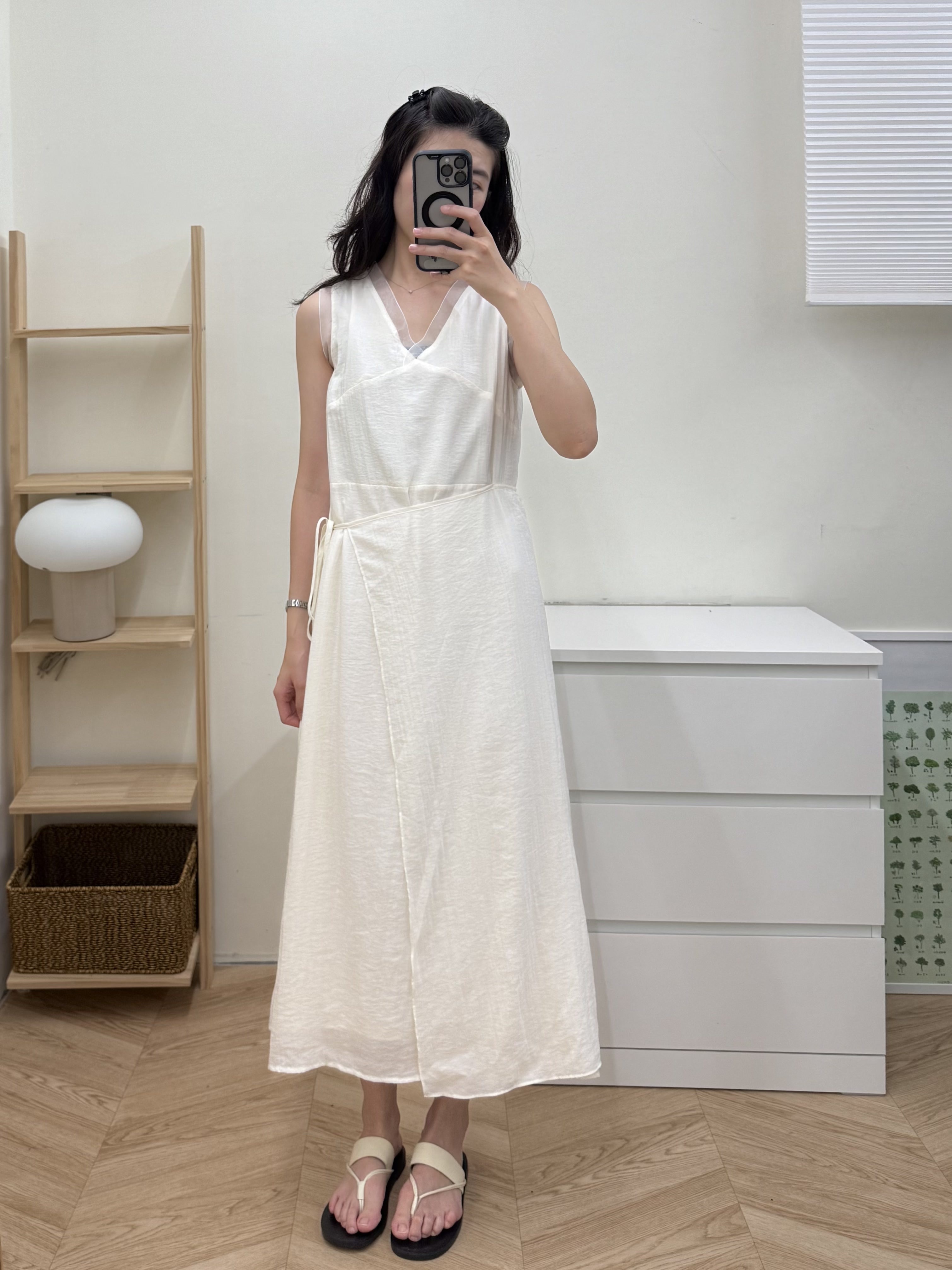 柔軟拼接紗連衣裙