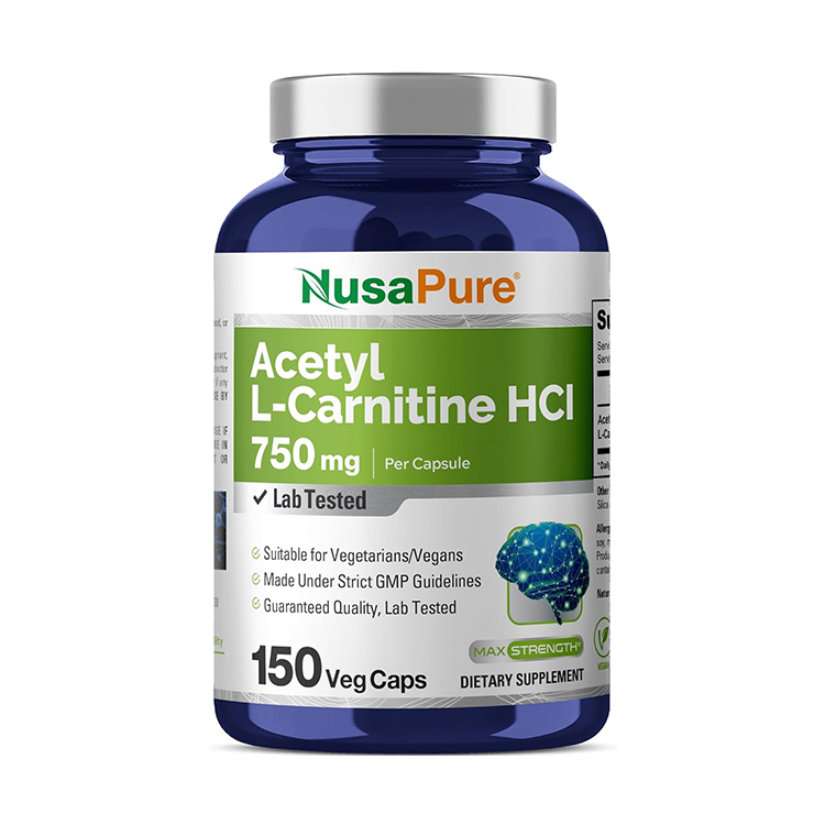 NusaPure Acetyl-L Carnitine,750 mg, 150 Capsules