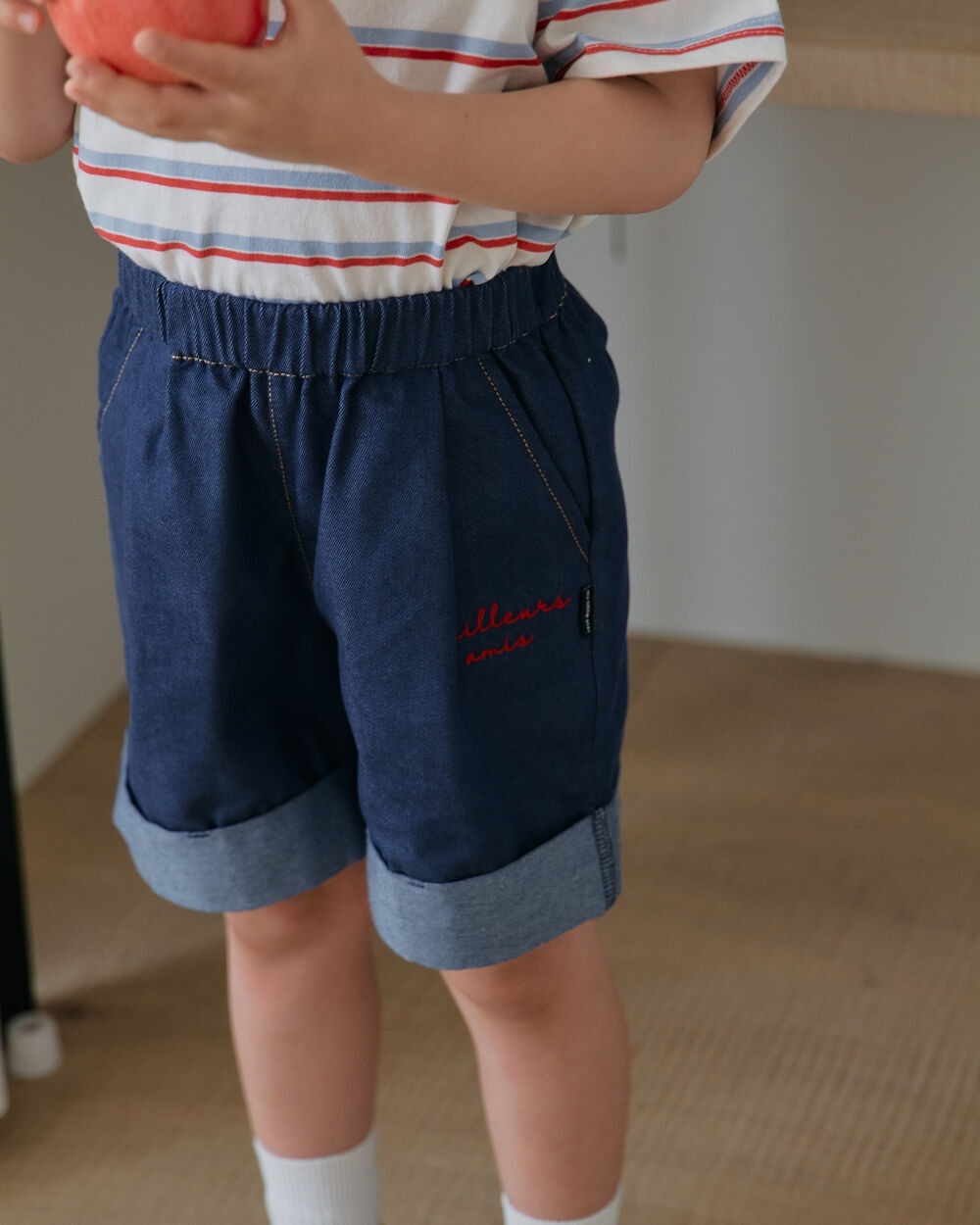 [7月第三週出貨]-字母翻摺短褲｜丹寧