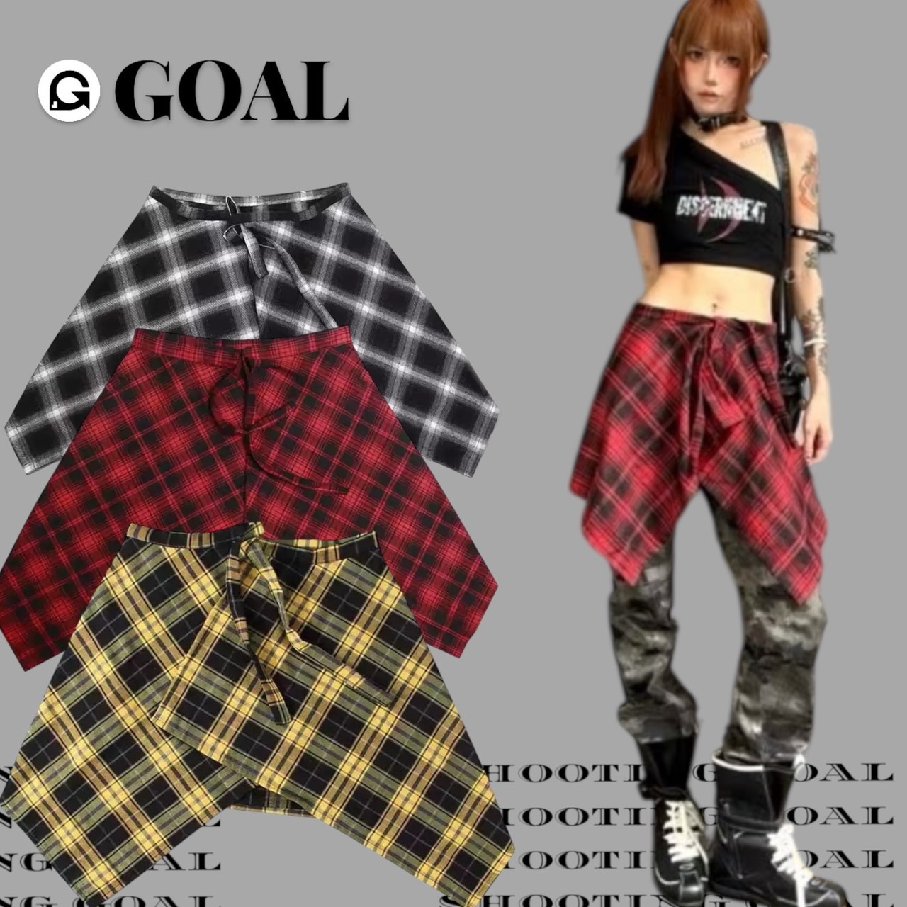 (GOAL) 假兩件襯衫 綁腰  屁裙 男女款