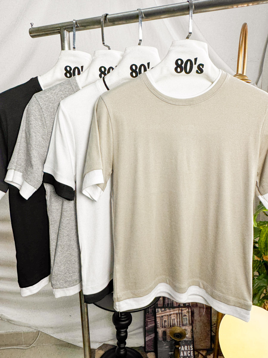 【5折起 Summer Sale】假兩件圓領拼邊棉TEE【不設退換】【因SUMMER SALE訂單較多，需要7-10個工作天才安排出貨】