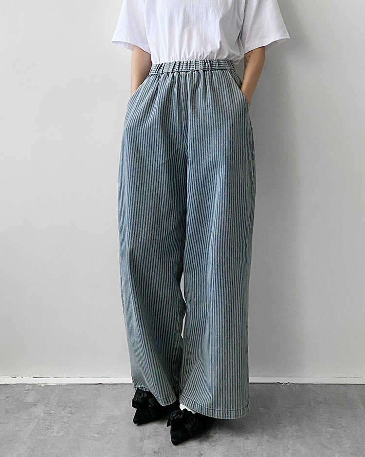 MFP-2725 刷色條紋丹寧褲