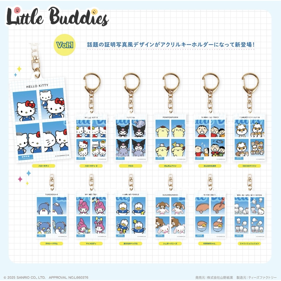 日本 Sanrio 証件相風格吊牌匙扣盲盒 Vol 1