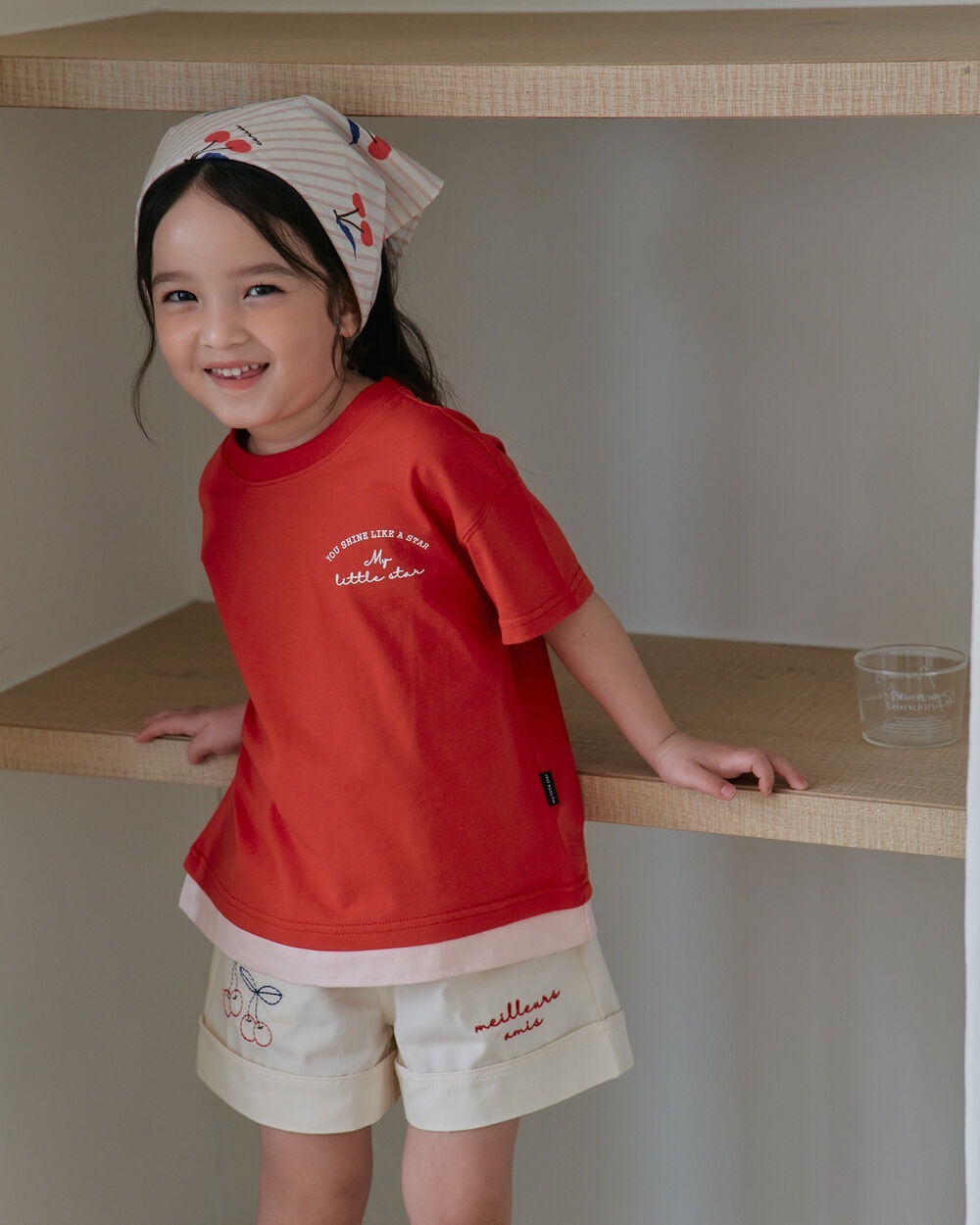 [7月第三週出貨]-假兩件拼接下擺T恤｜紅色