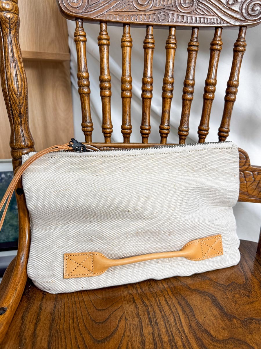 【5折起 Summer Sale】真皮.麻棉 袋 size : 長 12.5" 高 "8" 風琴 2.5"【不設退換】【因SUMMER SALE訂單較多，需要7-10個工作天才安排出貨】