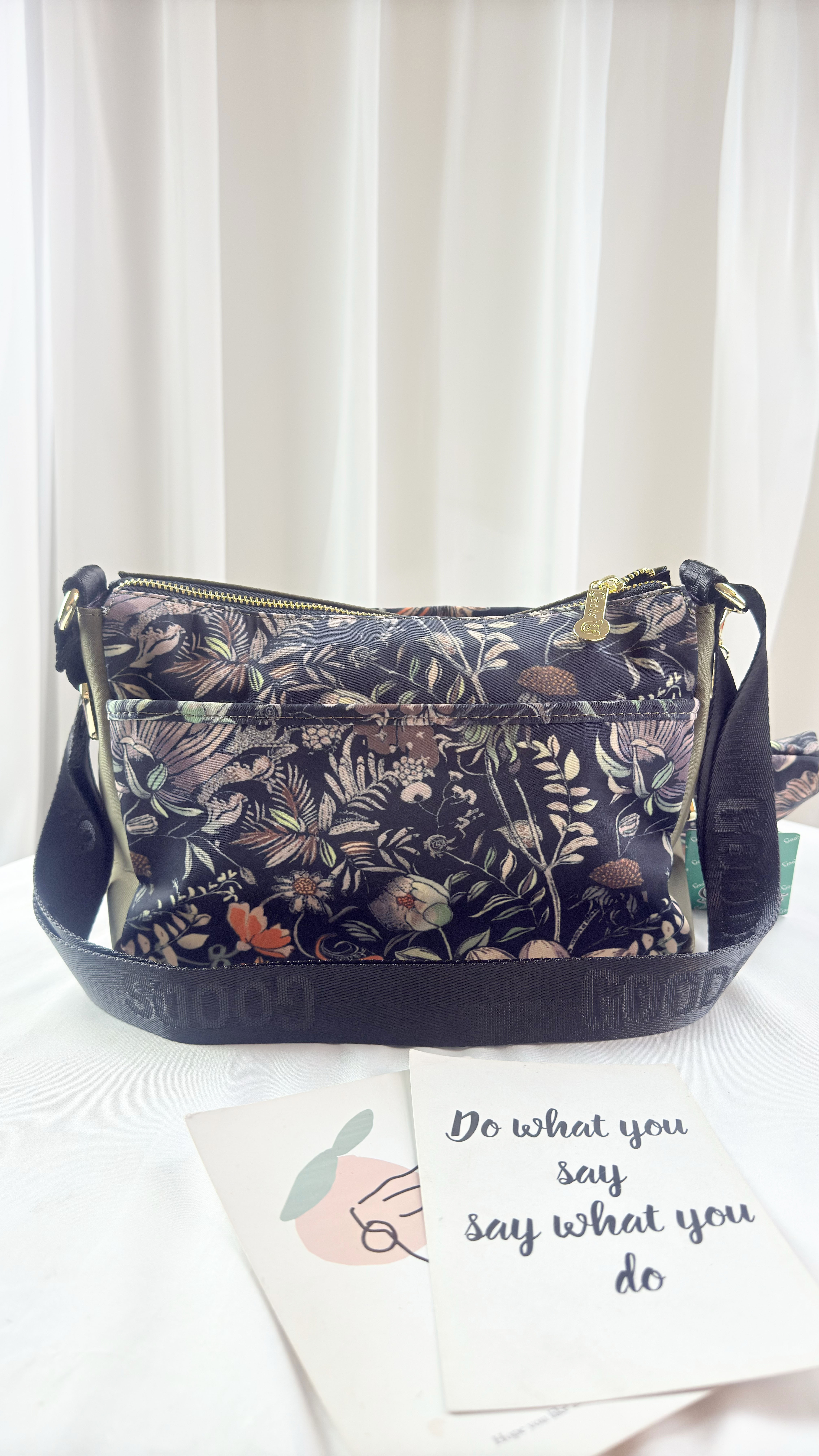 GOODS 綠花防潑水側背包 附零錢包 #2746