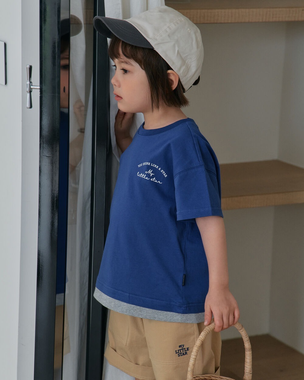 [7月第三週出貨]-拼接層次感T恤｜藍色