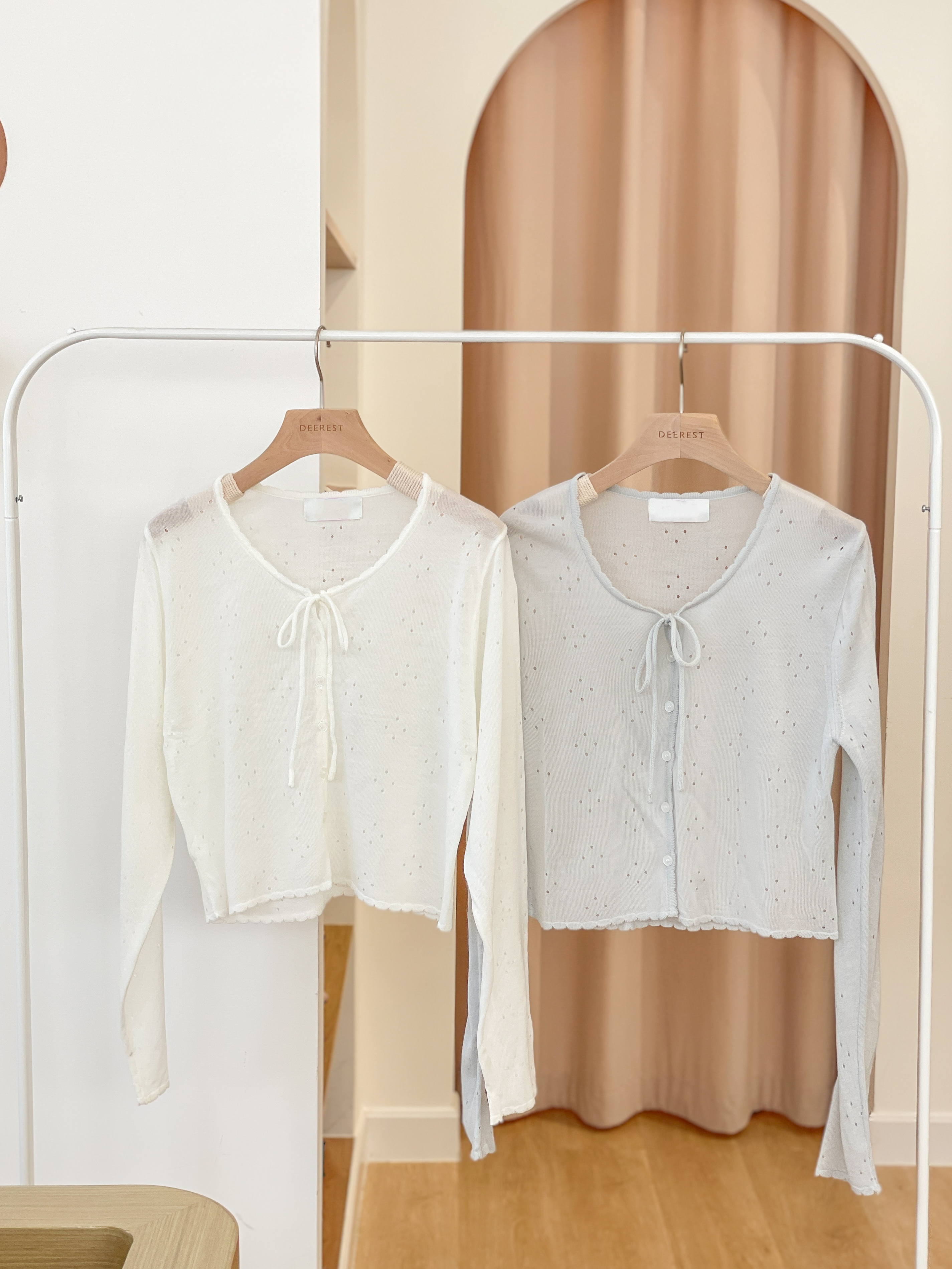 JK238 Airy Mint Perforated Light Jacket