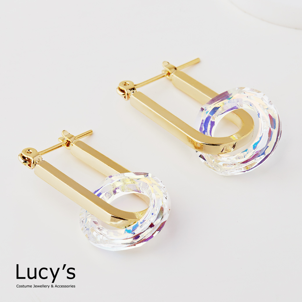 晶幻圓形 易扣耳環 耳環 (二色) (123177/123178)