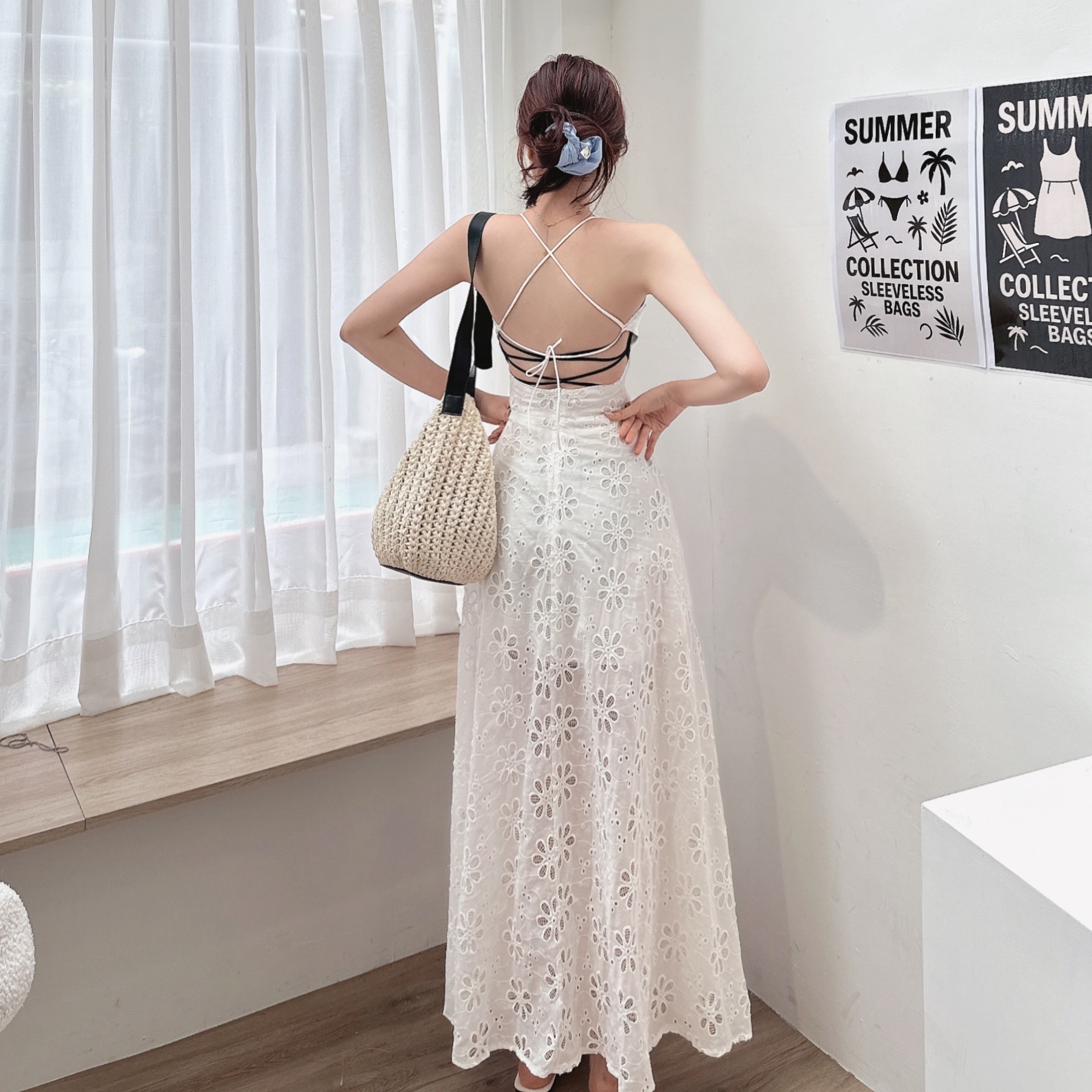 雕花簍空美背洋裝/單一色