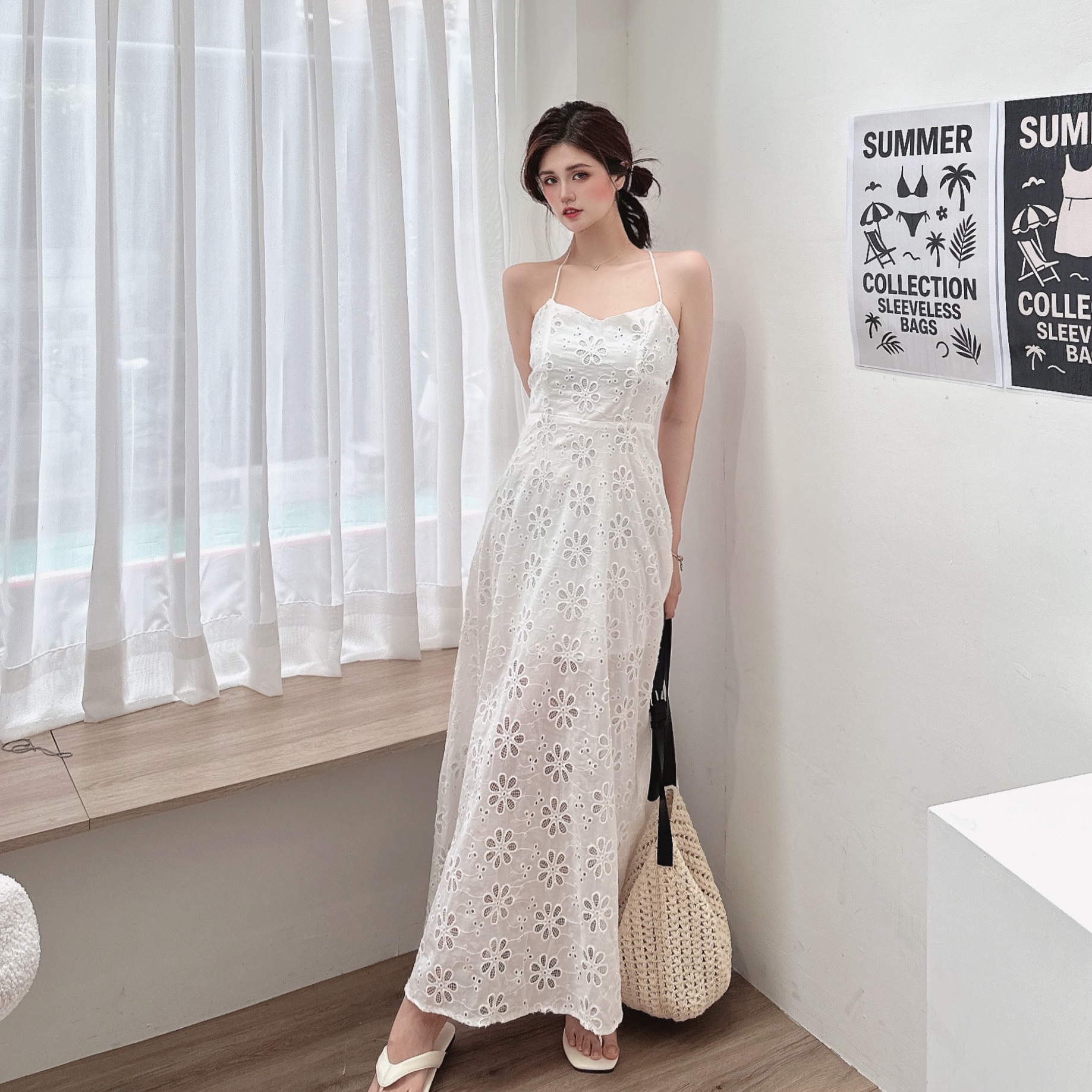 雕花簍空美背洋裝/單一色
