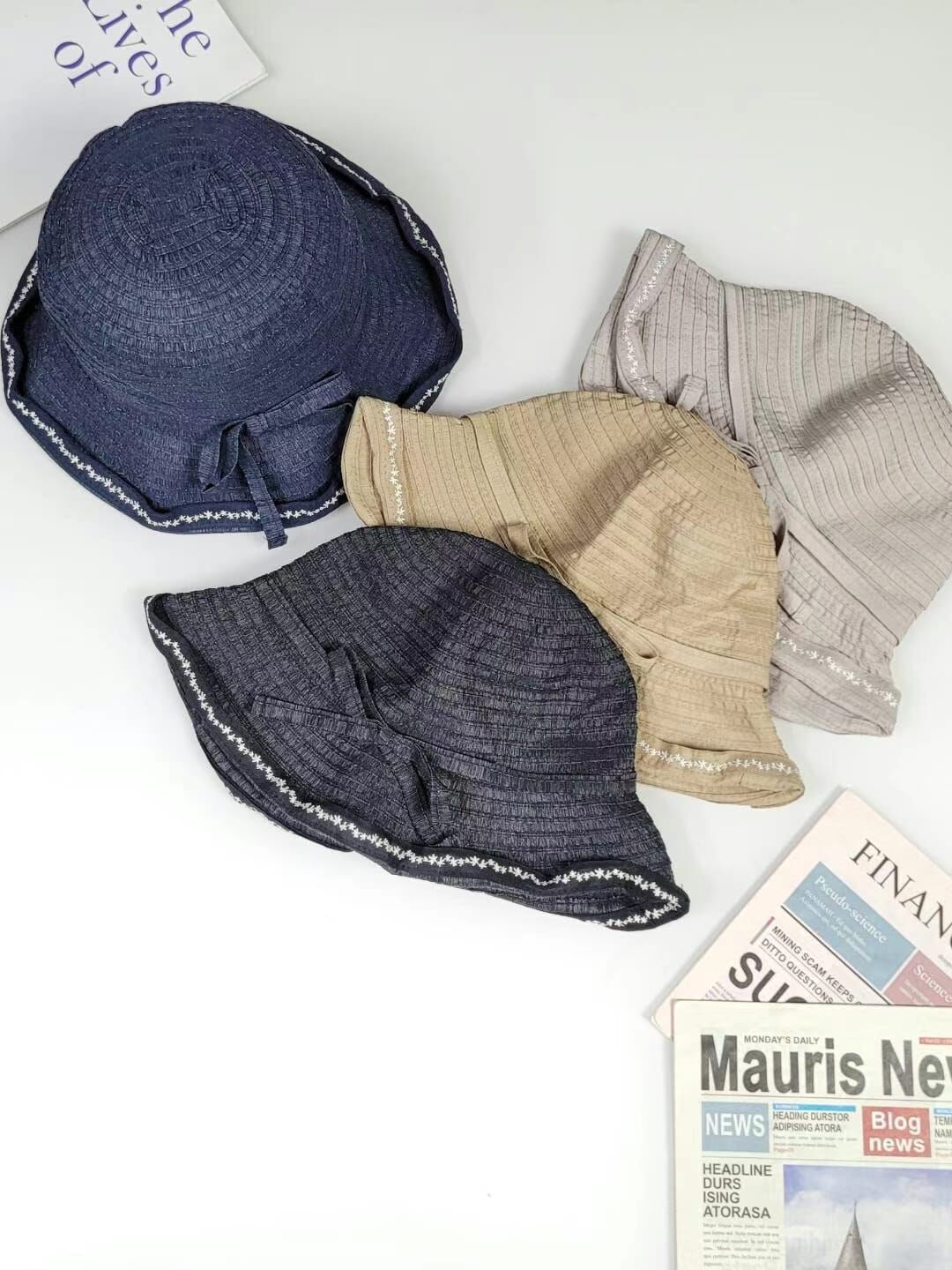 TH4417 蝴蝶結花邊漁夫帽