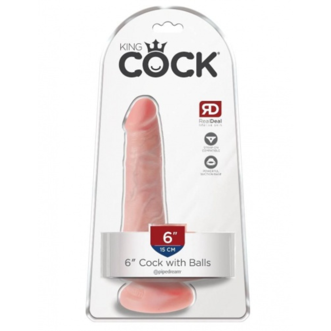 King Cock - 6″ Cock With Balls - Flesh