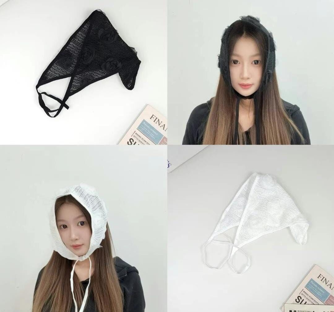 TH4418 立體花蕾絲三角巾