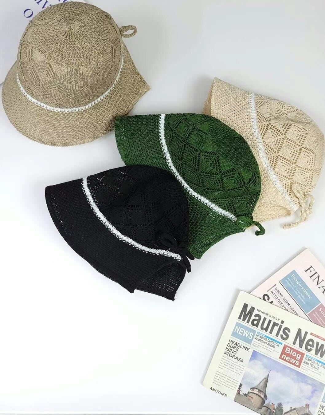 TH4421 白邊針織兜帽